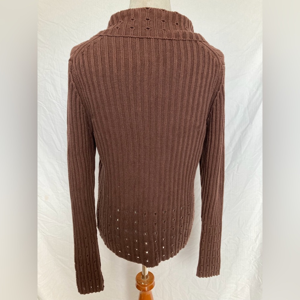 Vertical Design brown double zip knit jacket sweater rib knit construction ☆♡☆♥︎ - Picture 2 of 9
